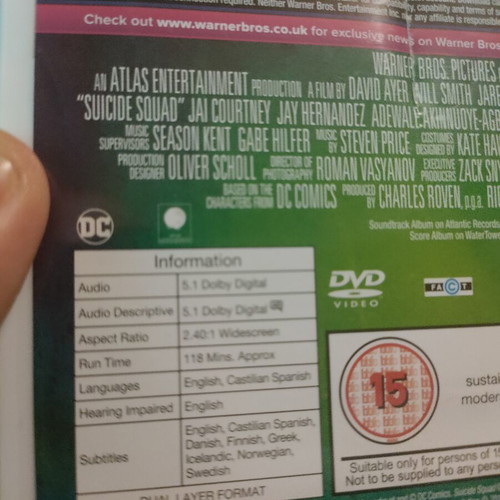Suicide Squad DVD like new with Greek subtitles