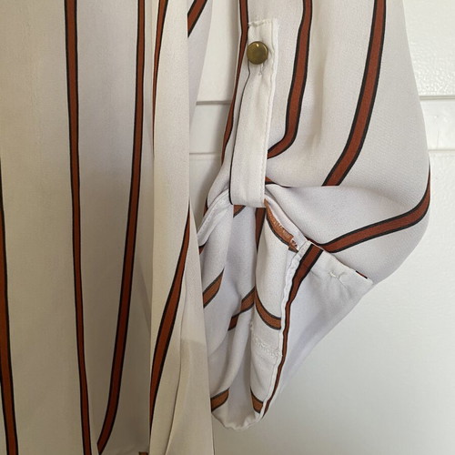 Primark striped long-sleeve shirt white and brick red, EU 36