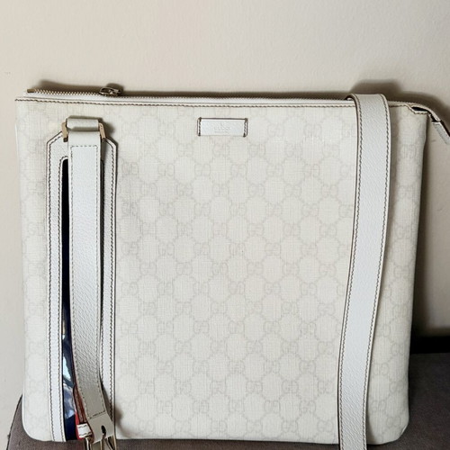 Gucci Capri Large Leather Bowler Bag used, white shoulder