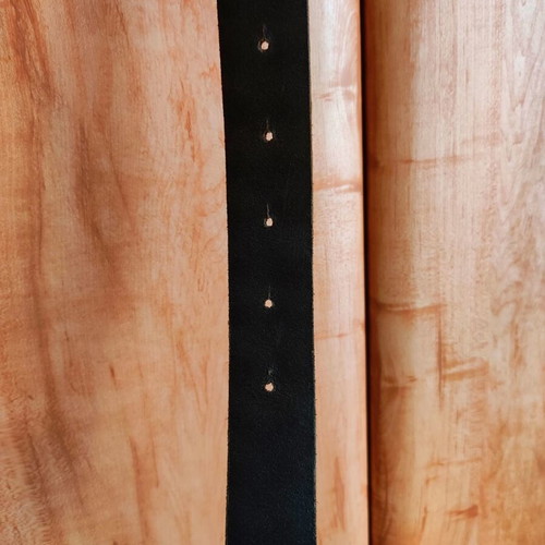 Staff leather belt new, dark brown with stud design and gold buckle