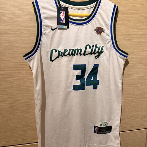 NBA Giannis Antetokounmpo #34 Milwaukee Bucks Cream City jersey new