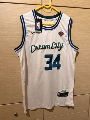 NBA Giannis Antetokounmpo #34 Milwaukee Bucks Cream City jersey new