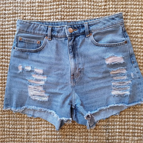 Monki denim shorts size M like new with rips blue