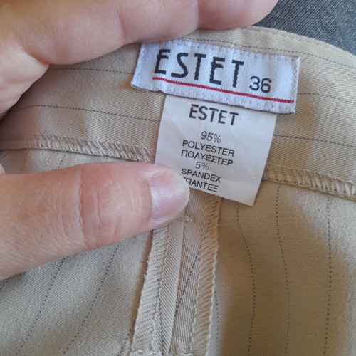Fabric pants like new, straight cut, beige and blue, size S
