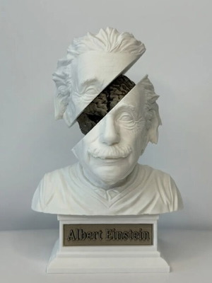 3D Printed Albert Einstein Bust with Anatomical Brain new