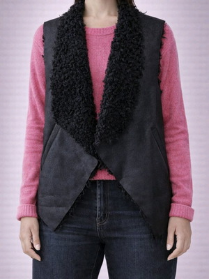 H&M Divided black vest like new, faux fur and suede, size 38