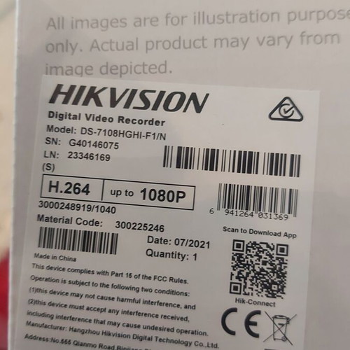 Hikvision DS-7108HGHI digital video recorder 8 cameras new