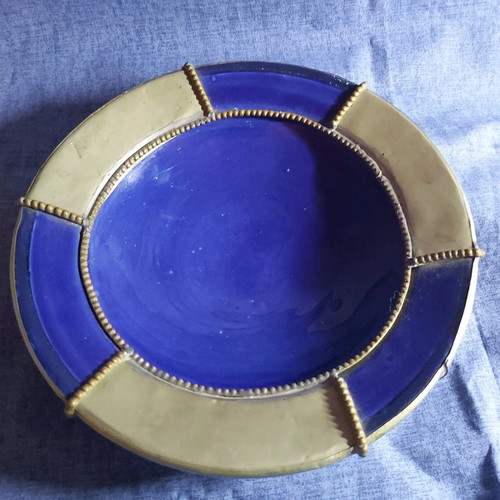 Ceramic plate/bowl used vintage Moroccan handmade 35 years old