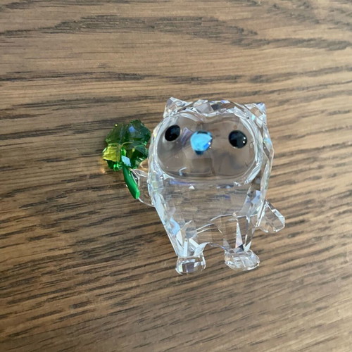 Swarovski decorative small owl with four-leaf clover like new