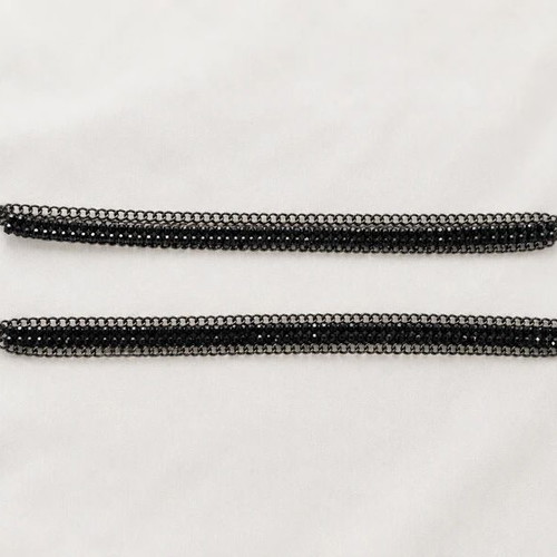 Decorative bra straps set with pearls and black rhinestones, new