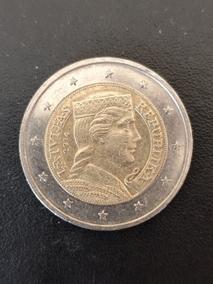 2 Euro Latvia 2014 Milda coin used, European collection