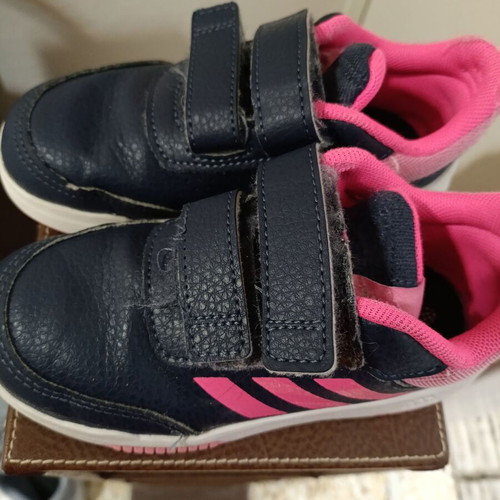 Adidas athletic shoes used, size 27, blue and pink