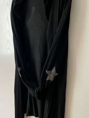 Black cardigan one size like new with hood and star details