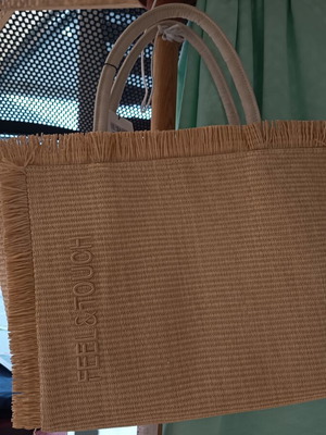 Beach bag shoulder tropical natural feel & touch new, beige and brown