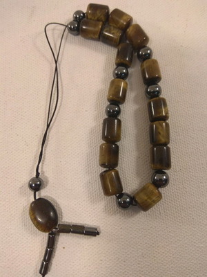 Worry beads handmade from tiger eye and hematite semi-precious stones like new