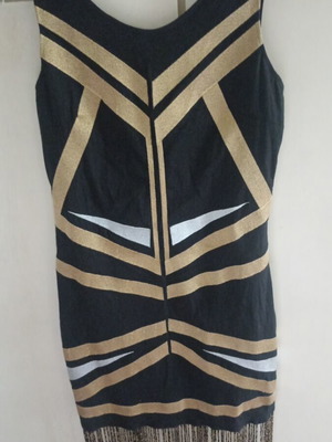 Dress with fringes and beads like new, size M