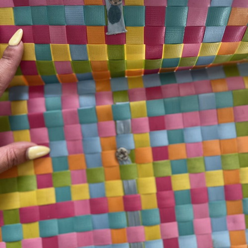 Handmade clutch bag with colorful woven technique, like new