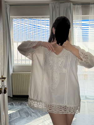 Boho beach dress XL/XXL used, white cotton with lace details