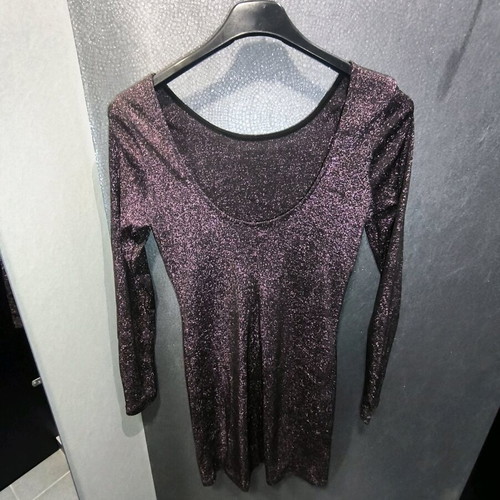 Mini bodycon dress metallic purple Shein new with glitter and open back