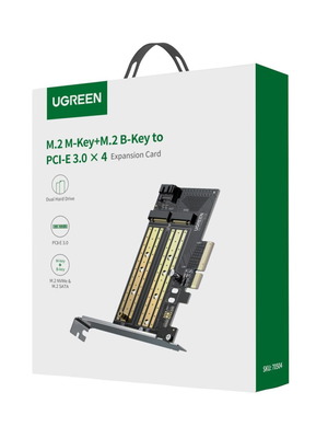Προσαρμογέας κάρτας επέκτασης Ugreen PCIe 3.0 x4 για SSD M.2 M-Key και B-Key καινούργιο