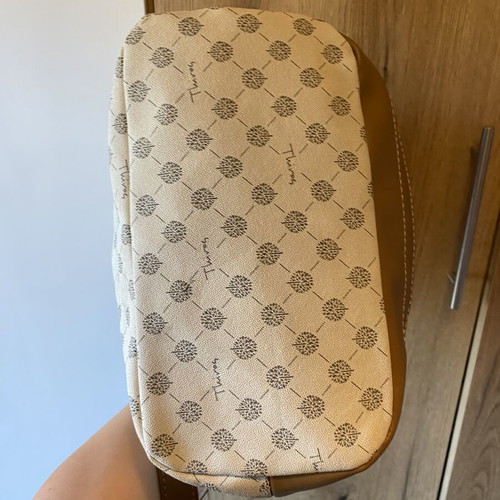 Thiros Monogram Bucket Bag like new, beige and camel crossbody