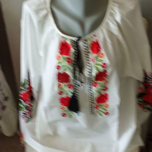 Ethno blouse, thin spring-autumn vest and handmade necklace set, new