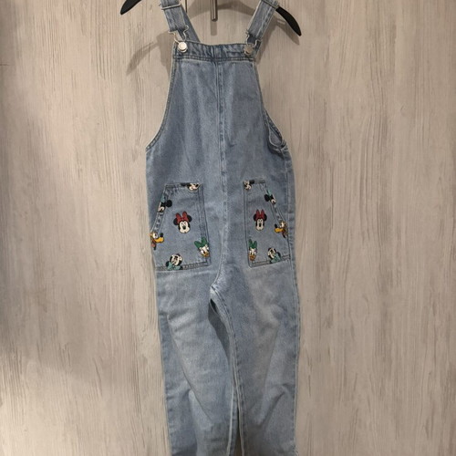 Zara Disney denim overalls with Minnie and Mickey designs, like new, size 110cm