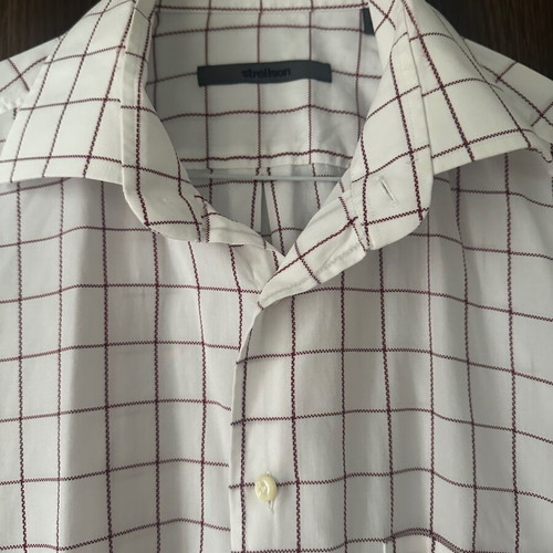Strellson men's shirt M white with burgundy stripes like new