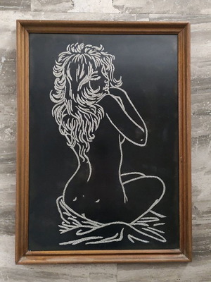 Ξύλινοι πίνακες με κεντητό σχέδιο μεταχειρισμένοι, σετ 2 τεμαχίων