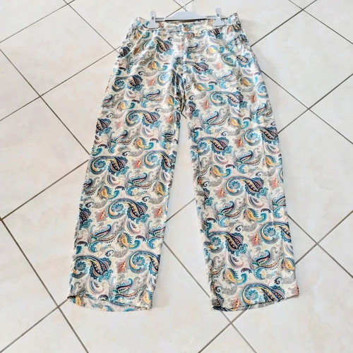 Badila Palazzo Pants Paisley Print Wide Leg Size L Like New
