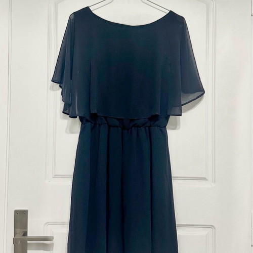 ASOS dress blue with chiffon cape like new, size L