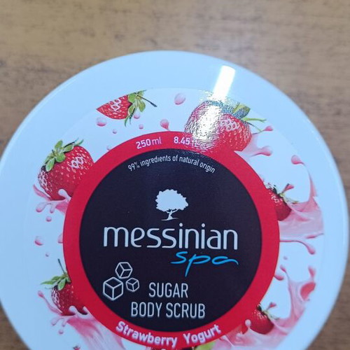 Messinian Spa Sugar Body Scrub Strawberry Yogurt 250ml new