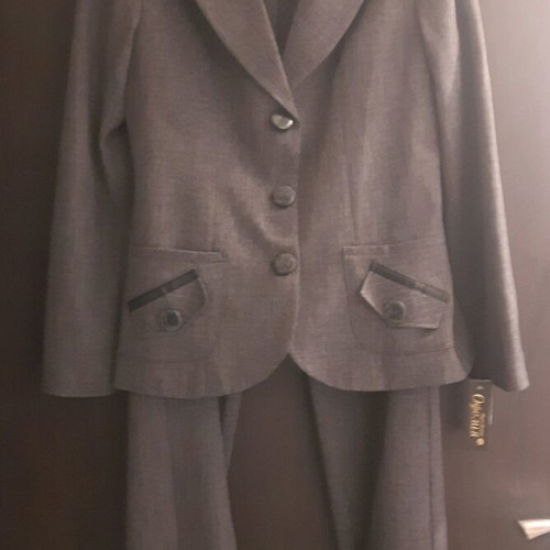 Women's suit new, blazer and pants, gray-black, size 48 or L