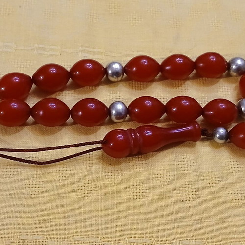 Komboloi mastic used, 14 mastic beads and 4 silver beads 925