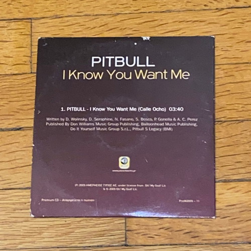 Pitbull I Know You Want Me rare promo CD single cardsleeve