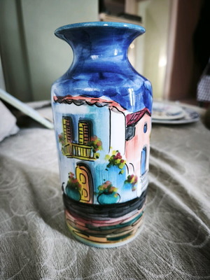 Ceramic vase handmade with enamel Eva Studio & Shop Mykonos like new