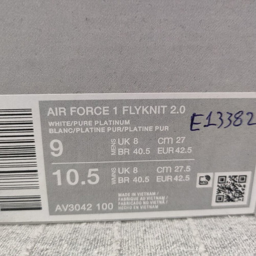 Nike Air Force 1 Flyknit 2.0 sneakers size 42.5 like new, white