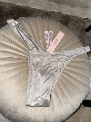 Victoria's Secret Brazilian panty medium, new, silver satin