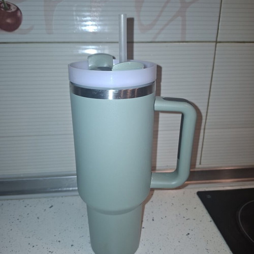 Thermos bottle with straw 1L, light khaki