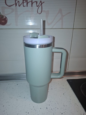 Thermos bottle with straw 1L, light khaki