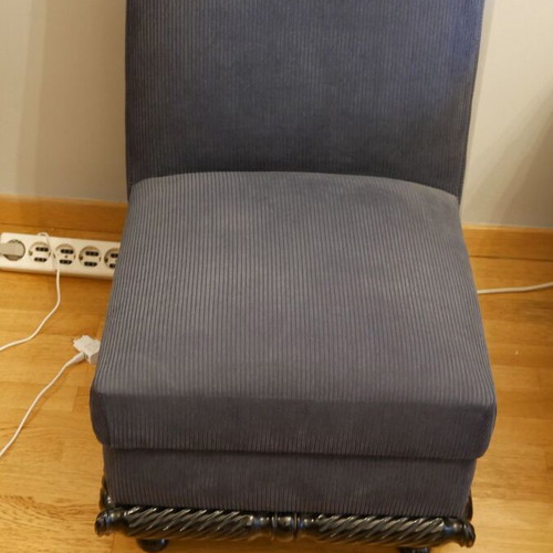 Armchair set used, blue fabric, 2 pieces