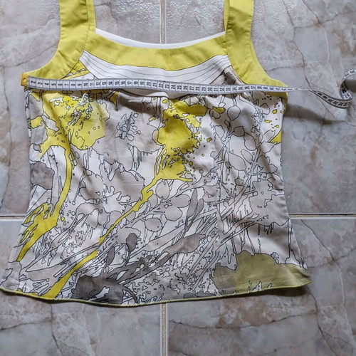 My Way top new, cotton, white and yellow, size L
