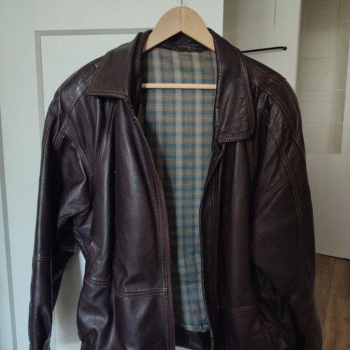 Vintage brown genuine leather jacket used, size XL