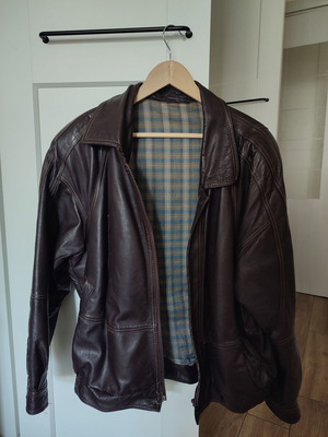 Vintage brown genuine leather jacket used, size XL