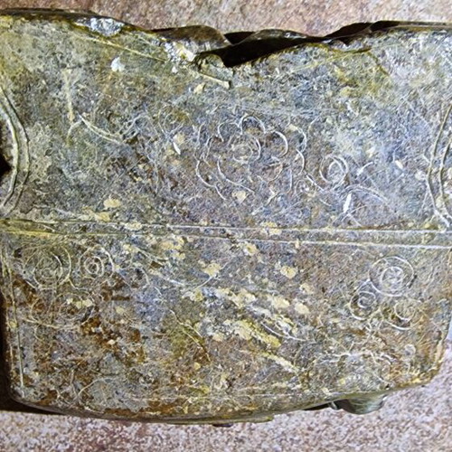 Antique carved stone decoration of Asian temple used
