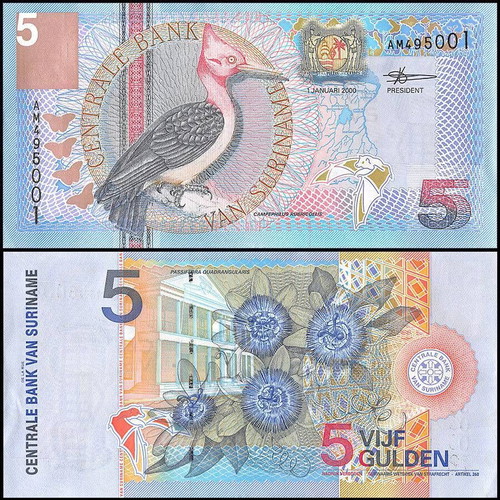 Χαρτονόμισμα Σουρινάμ 5 Gulden 2000 καινούργιο
