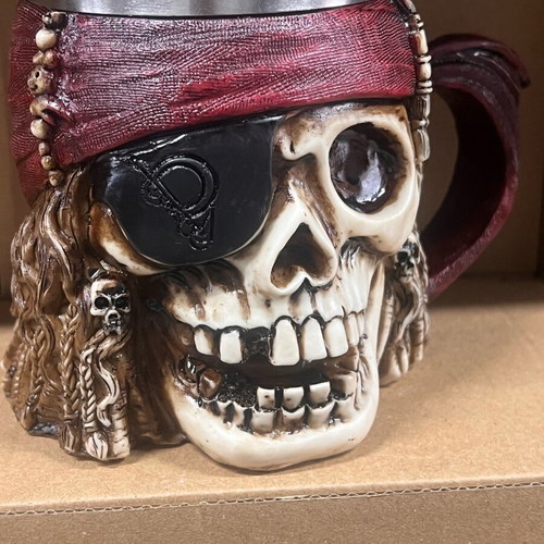 Pirate Skull Mug with Red Bandana, New