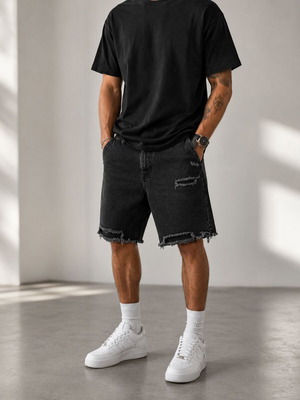 Bershka Black Denim Shorts Like New, Size L