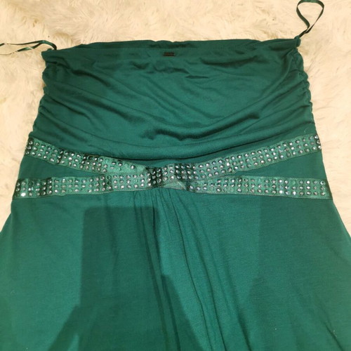 Strapless long blouse used, blue and green, size L
