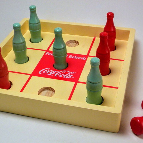Wooden tabletop Tic Tac Toe game by Coca-Cola